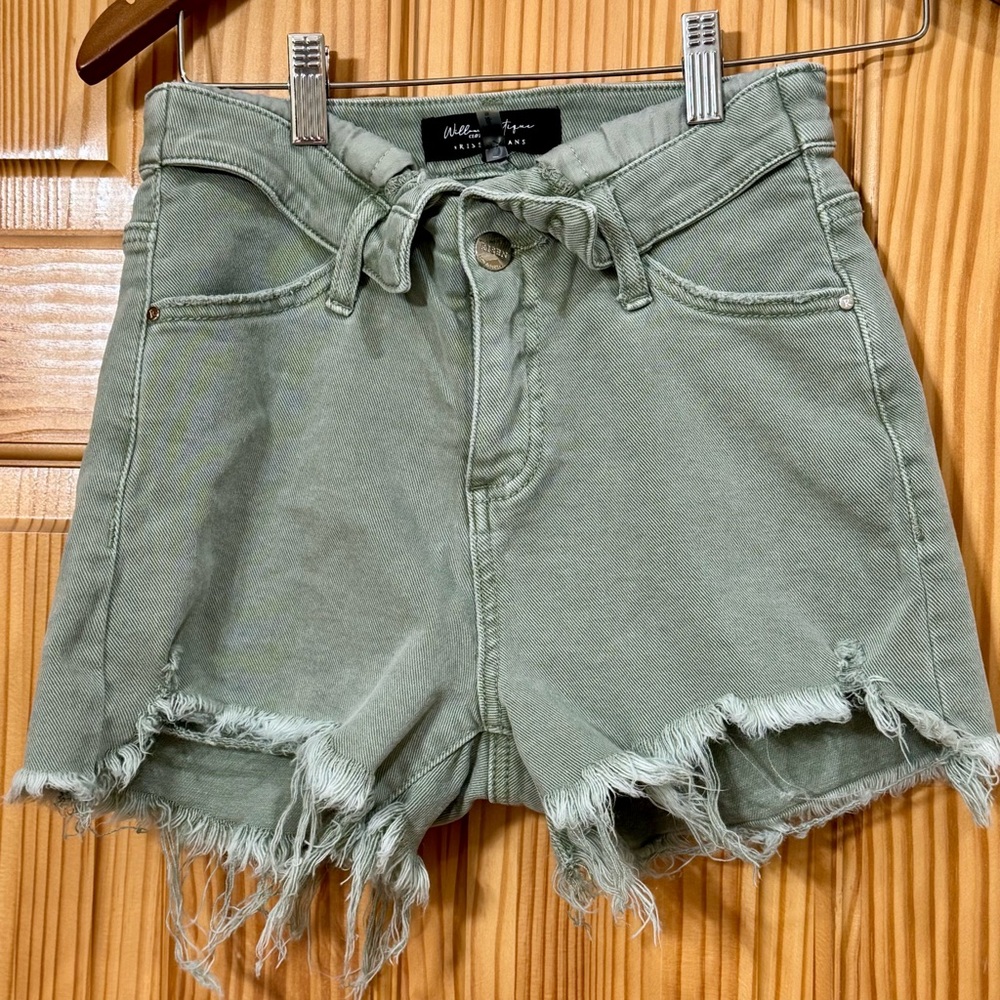 Green cut off shorts